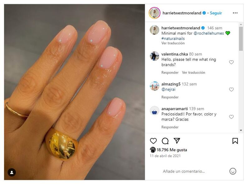 La manicura 'nude' siempre está de moda por su versatilidad y su efecto favorecedor