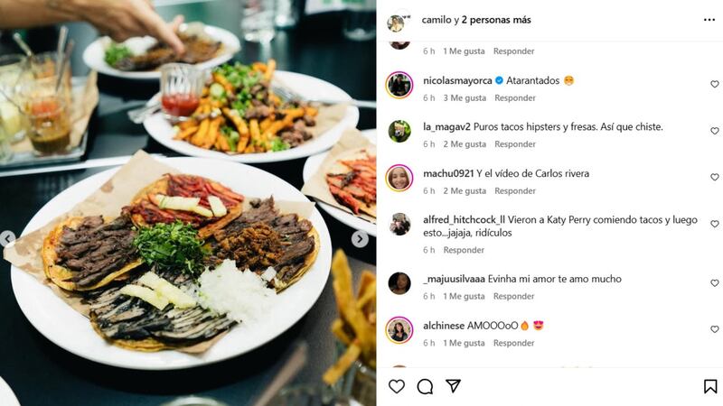 Camilo y Evaluna degustaron tacos en México, pero los llamaron "ridículos".