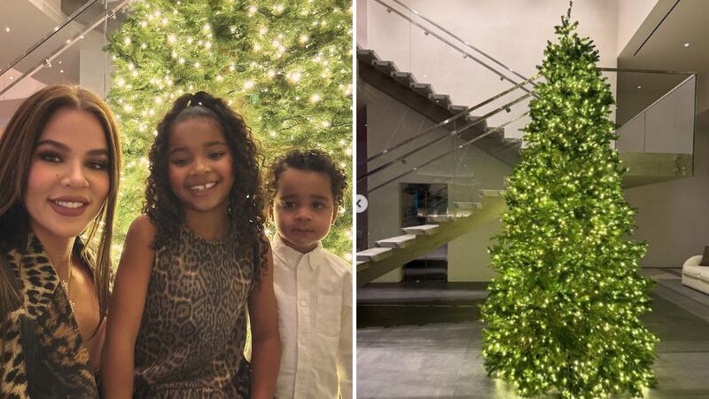 Khloé Kardashian publicó fotos de su árbol de Navidad, pero no gustó pues carece de adornos. Las luces son las protagonistas.