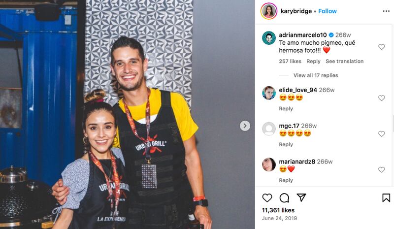 La foto que subió Karina Puente a Instagram y el comentario de Adrián Marcelo