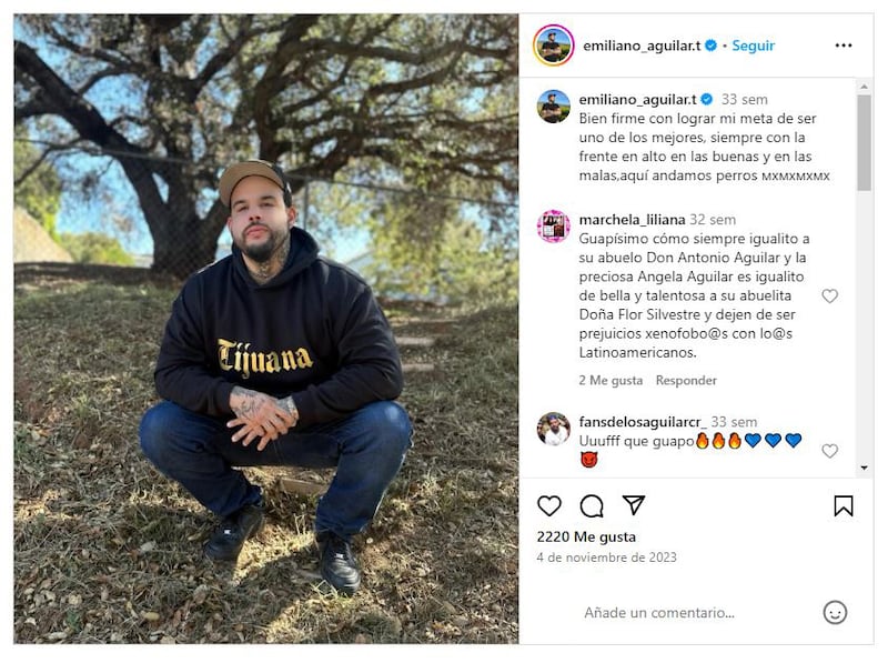 Emiliano Aguilar es el hijo mayor del cantante Pepe Aguilar