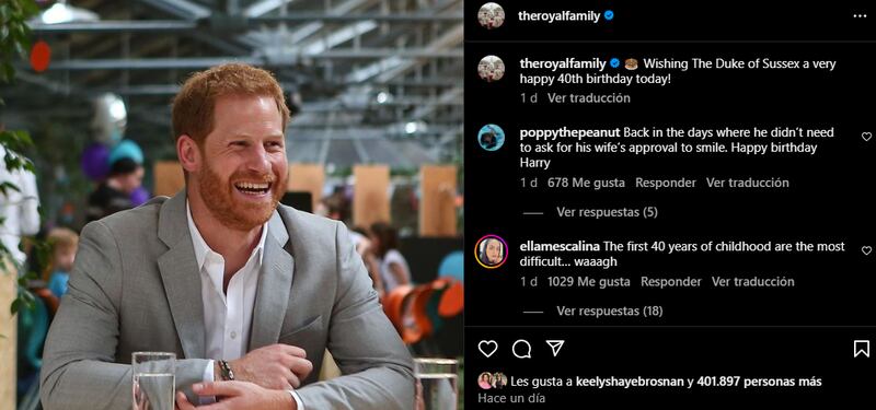 Harry fue felicitado en la cuenta oficial de la realeza