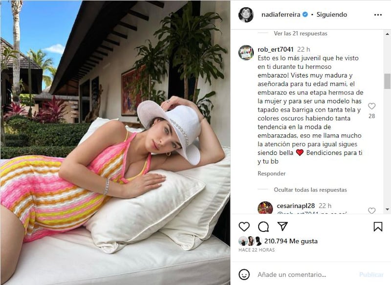 Nadia Ferreira está muy feliz por la pronta llegada de su bebé